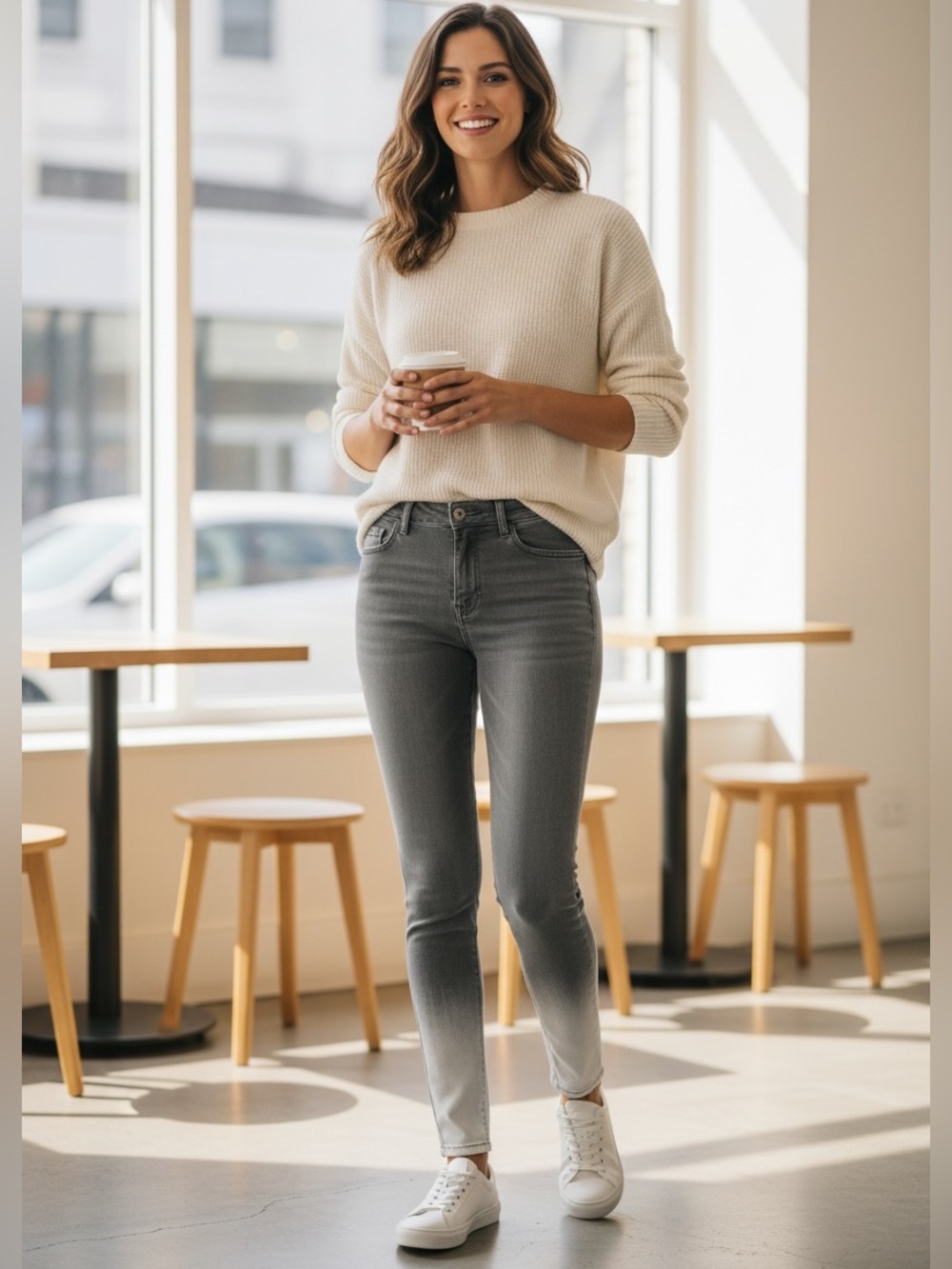 Mint Velvet gray ombré skinny jeans
